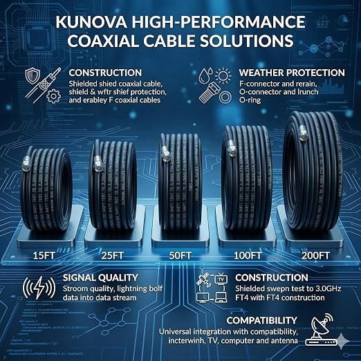 KUNOVA 100 FT RG-6 Coaxial Cable RG6 3.5 Ghz - Image 6