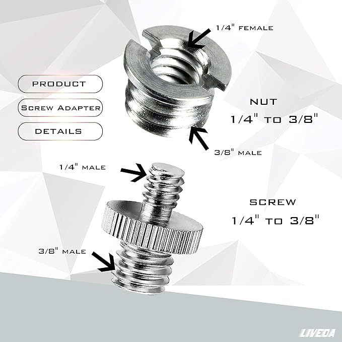 Niewalda 1/4 Inch to 3/8 Inch Tripod Adapter - Image 2