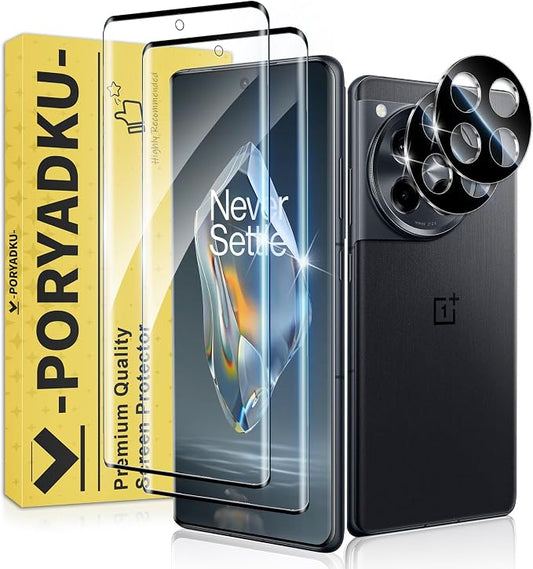 2+2 Pack for OnePlus 12R Screen Protector and Camera Protectors, Fingerprint by JavoYion