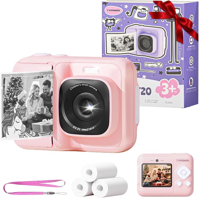 Instant Print Camera for Kids, Christmas Birthday Gifts for Girls Boys Age 3-12 by TYPONOS