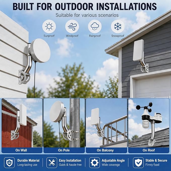 430 Stainless Steel Wireless Bridge Mount, 160° Angle Adjustable, 1.38 in OD - Image 8