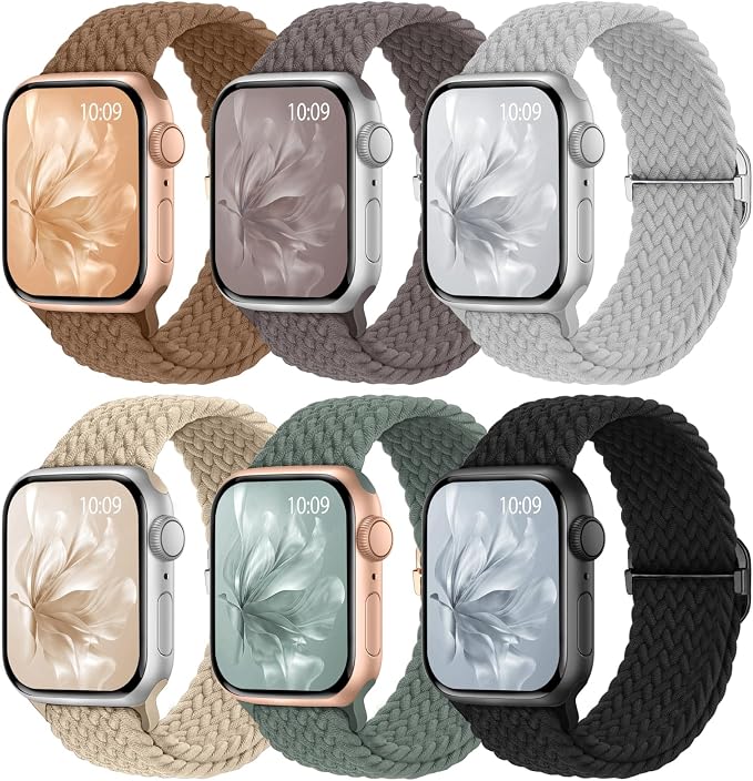 6 Pack Braided Stretchy Bands Compatible by KnossenWatchBand