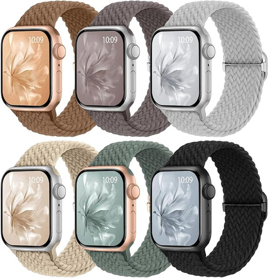 6 Pack Braided Stretchy Bands Compatible by KnossenWatchBand
