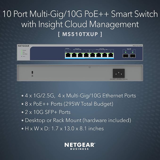 NETGEAR 10-Port Ultra60 10G Multi-Gigabit Ethernet Smart Switch - Image 2