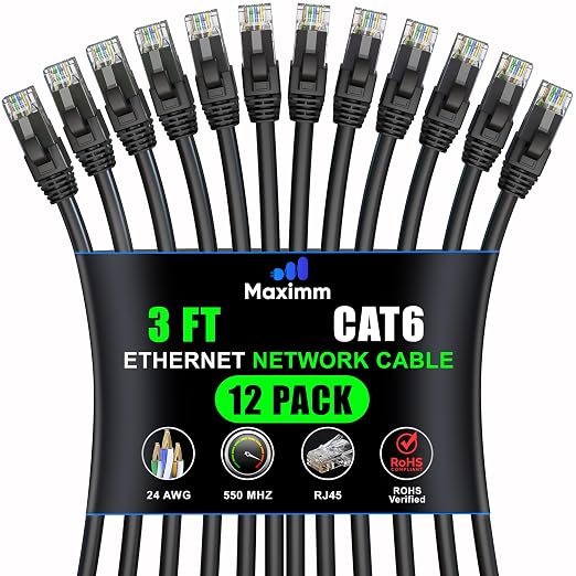 Maximm Cat 6 Ethernet Cable 3 Ft, Cat6 Cable, LAN Cable, Internet Cable by MaximmCable