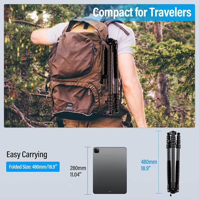 SIRUI Traveler 7C Camera Tripod 65.55 inches Carbon Fiber Arca Tripod - Image 4