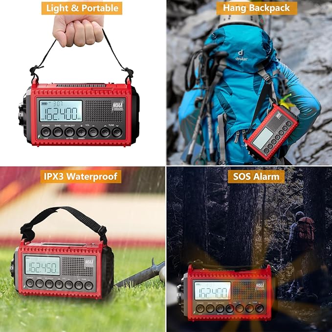 Raynic Emergency Radio, 5000mAh/18500mWh Weather Radio, Solar Hand Crank - Image 6