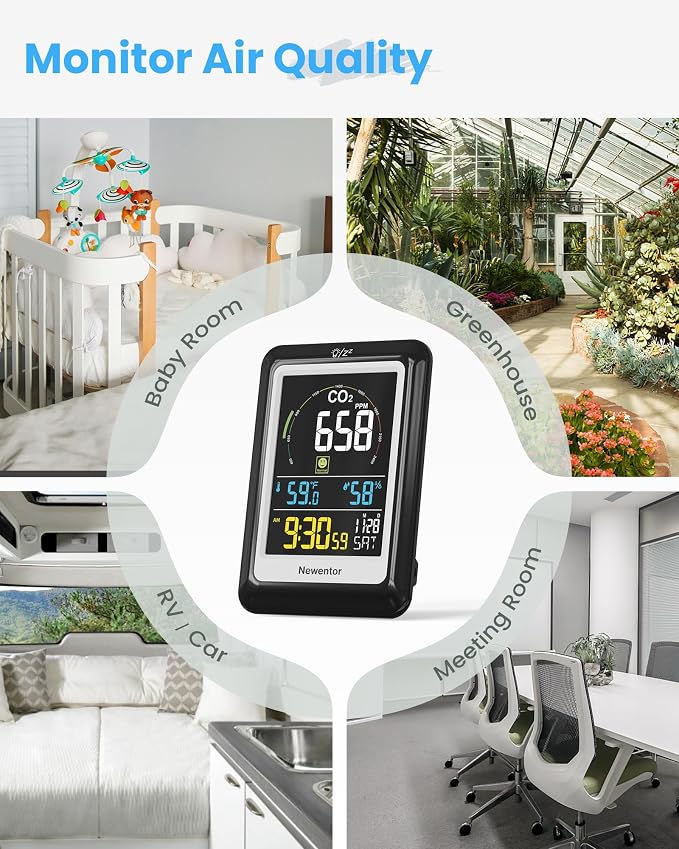 Newentor CO2 Monitor, Indoor Air Quality Meters, Carbon Dioxide Detector - Image 7