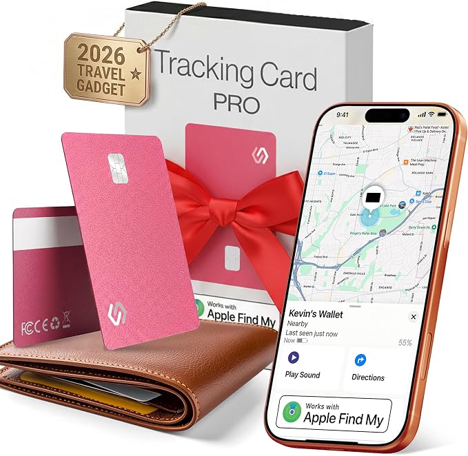 SPOTMINDERS Apple MFi Certified Credit Card Wallet Tracker PRO Pink Travel by Spotminders