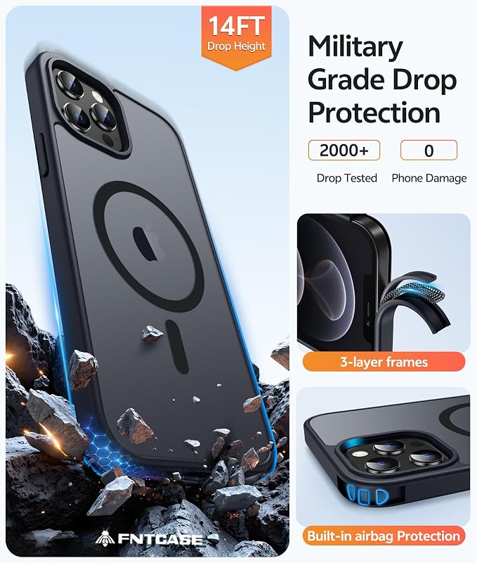FNTCASE for iPhone 12 Pro Max Case: Translucent Matte Magnetic Phone Cover - Image 5