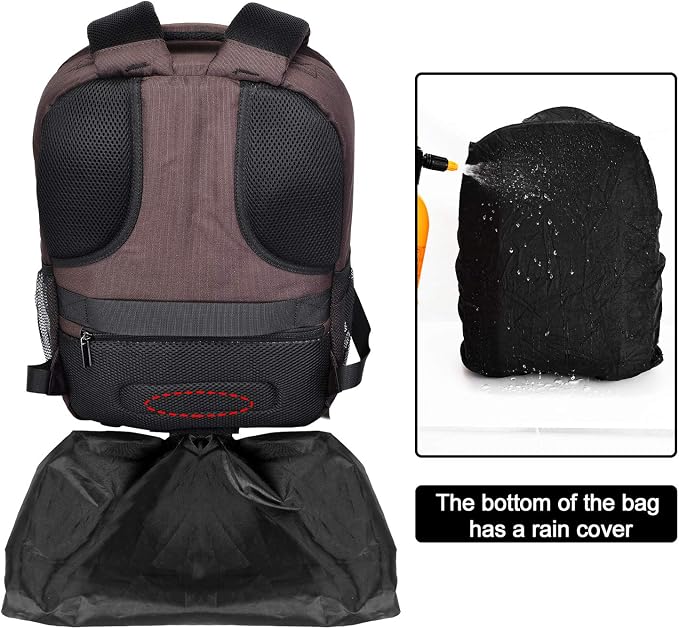 Cwatcun Camera Backpack with Rain Cover, Tripod Holder, USB Port, 15.6" Laptop - Image 5