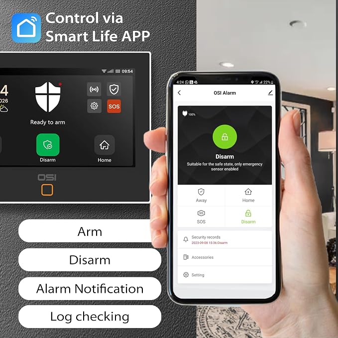 OSI Alarm System Gen 2, Motion & Entry Sensors, Wireless Siren, App & Alexa - Image 5