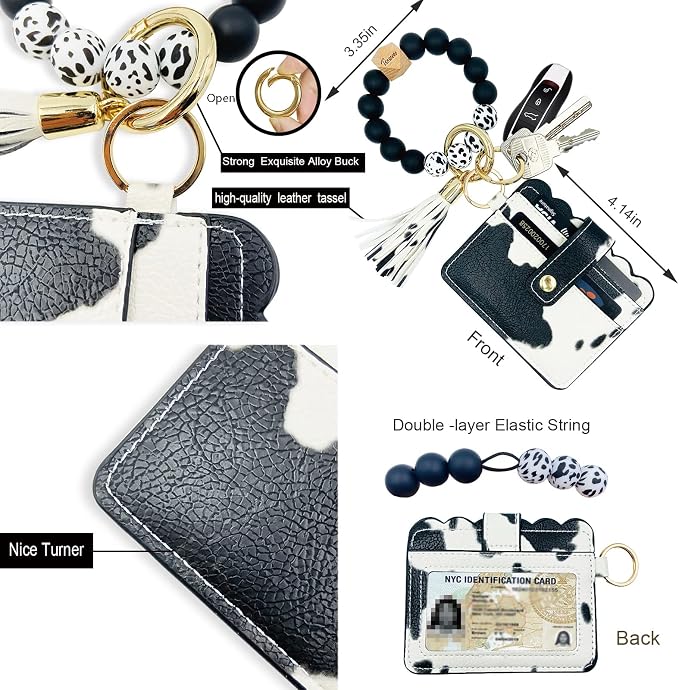 Keychain Wallet Wristlet Small Credit Card Holder Bracelet Key Chain Purse - Image 3
