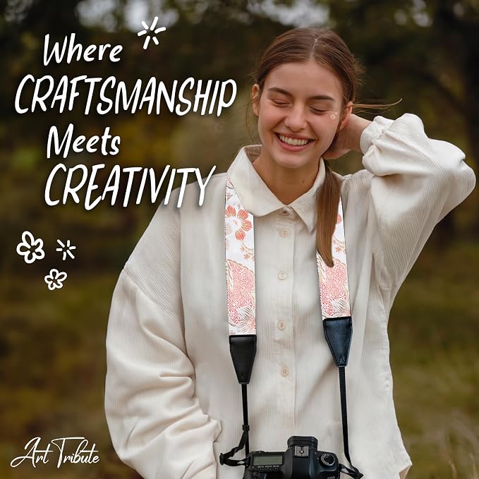 Art Tribute Camera Strap, Vintage Embroidered Neck Shoulder & Crossbody Camera - Image 8
