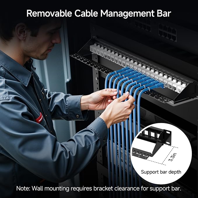 Cable Matters Rackmount or Wall Mount 1U 24 Port Keystone Patch Panel - Image 2