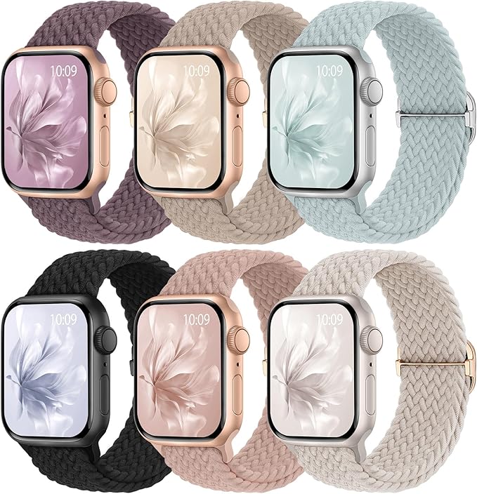 6 Pack Braided Stretchy Bands Compatible by KnossenWatchBand