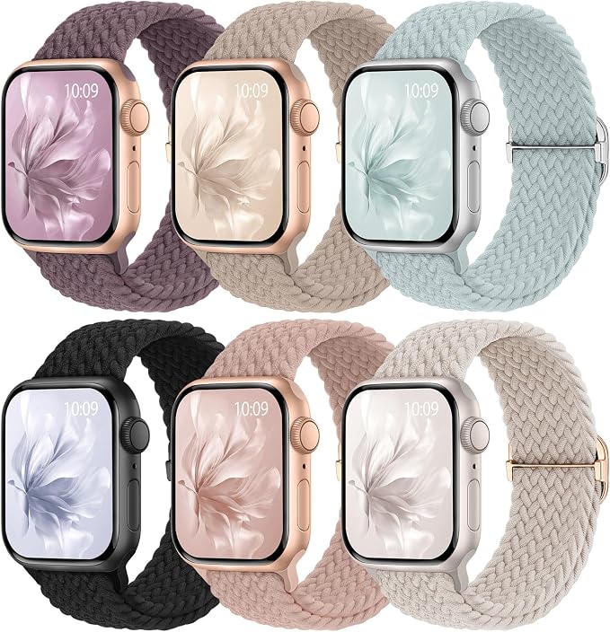 6 Pack Braided Stretchy Bands Compatible by KnossenWatchBand