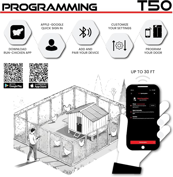 RUN-CHICKEN Door T50 – Automatic Chicken Coop Door Opener, Battery Powered & - Image 4