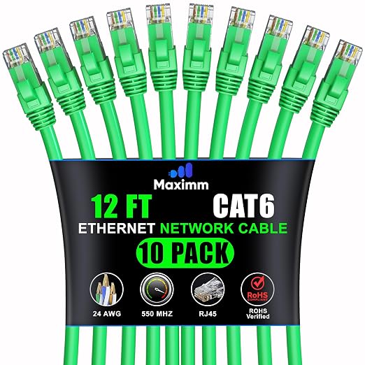 Maximm Cat 6 Ethernet Cable 12 ft by MaximmCable