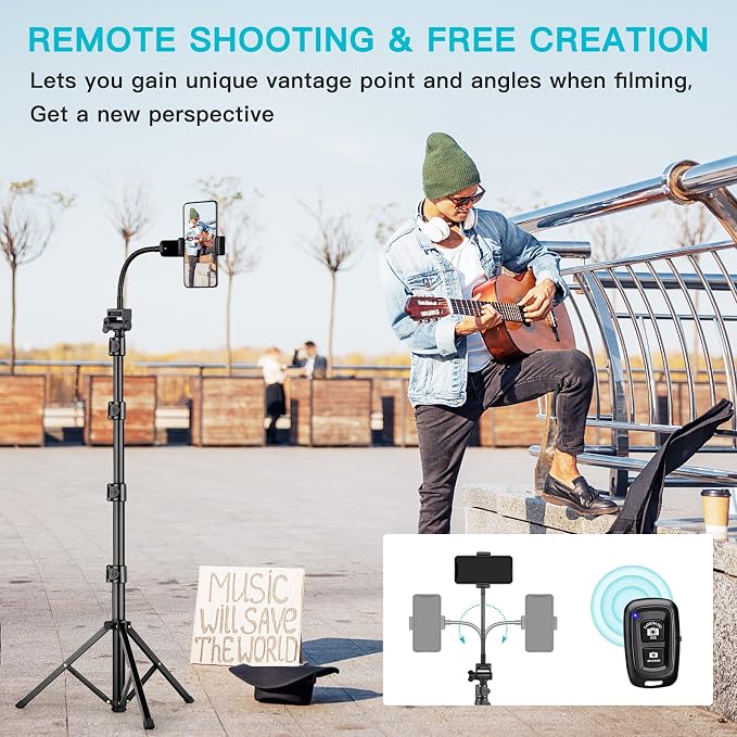 74" Flexible Phone Tripod, Tall Cell Phone Tripod - Image 2