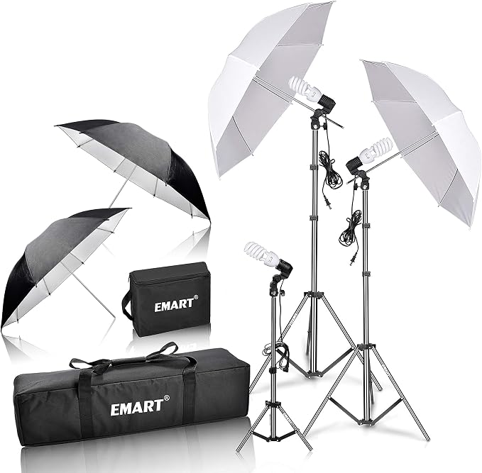 EMART Umbrella Photography Lighting Kit, 200/700W Bulbs, Soft Light Continuous by EMART