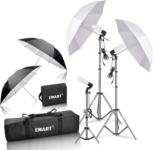EMART Umbrella Photography Lighting Kit, 200/700W Bulbs, Soft Light Continuous by EMART