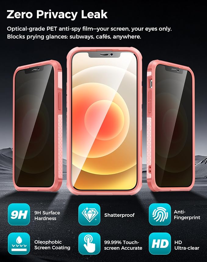 Goton for iPhone 12 Case with Privacy Tempered Glass Screen Protector & Camera - Image 5