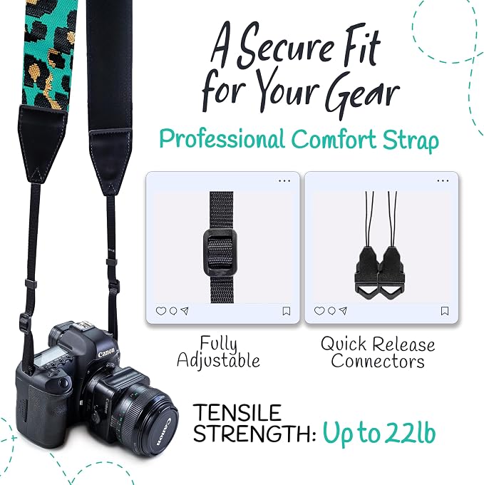 Art Tribute Camera Strap For Photographers Padded Universal Fit Neck Shoulder & - Image 4