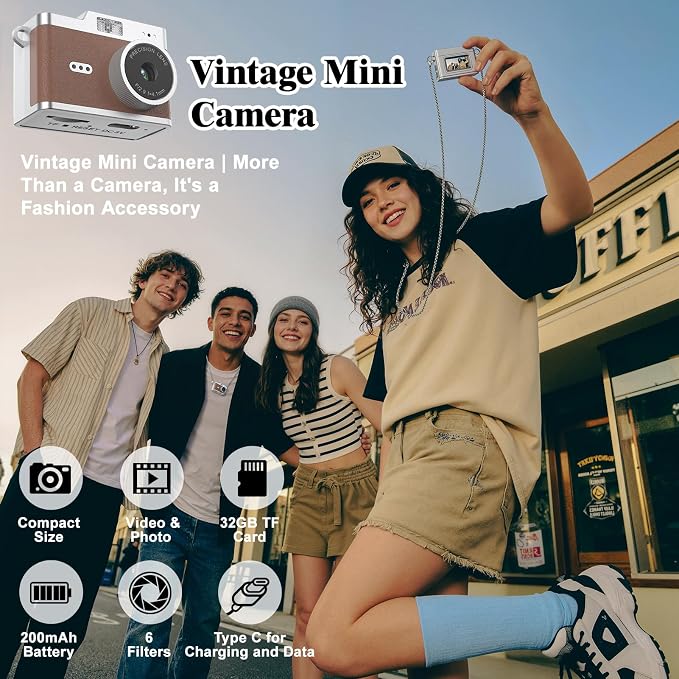 Mini Keychain Digital Camera 1080P, Ultra-Portable Small Retro Camera 32GB Card - Image 2