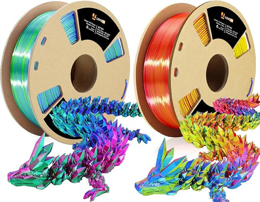 LOVOON 3D Printing Filament Bundle 2 KG, Tricolor PLA Filament 1.75mm Silk by LOVOON