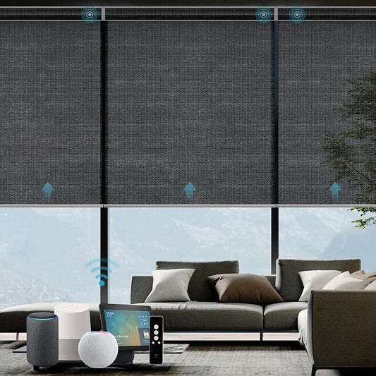 SmartWings Light Filtering Motorized Roller Shades Work by SmartWings