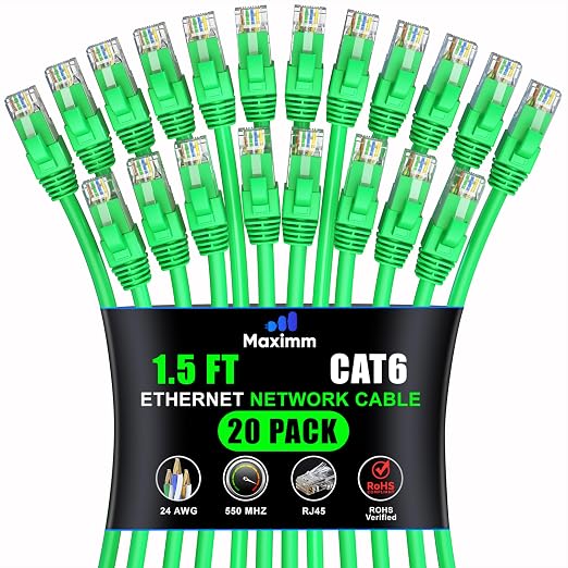 Maximm Cat 6 Ethernet Cable 1.5 ft by MaximmCable