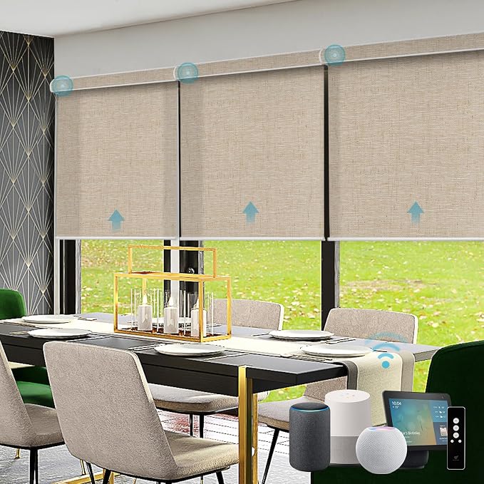 SmartWings Light Filtering Motorized Roller Shades Work by SmartWings