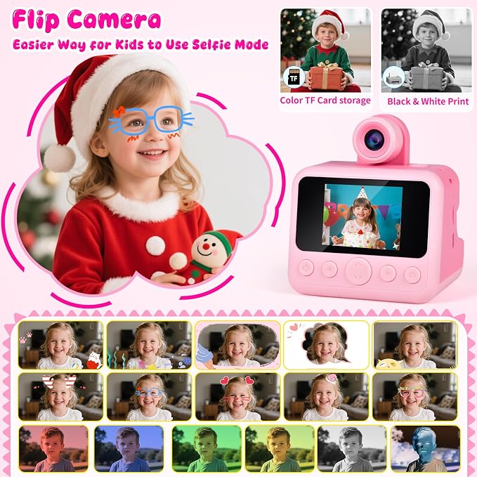 Kids Instant Print Camera with Carrying Bag, 1080P HD Girl Camera with 4 Print - Image 7