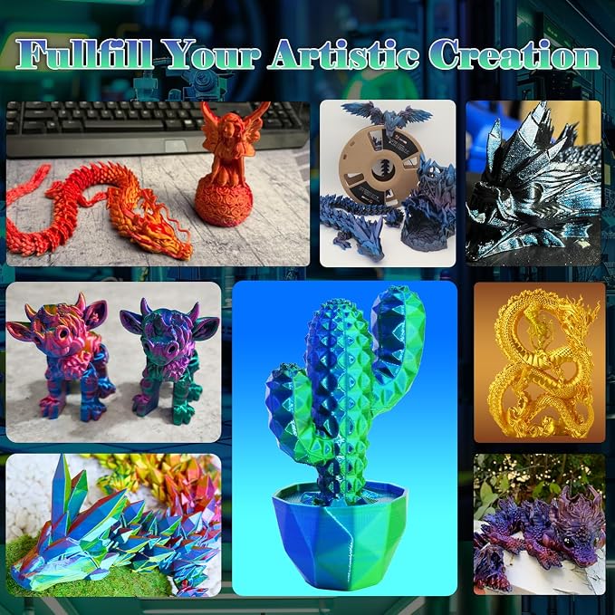 LOVOON PLA Filament 1.75mm Silk Blue Green dualcolor Change by Angle 3D - Image 5