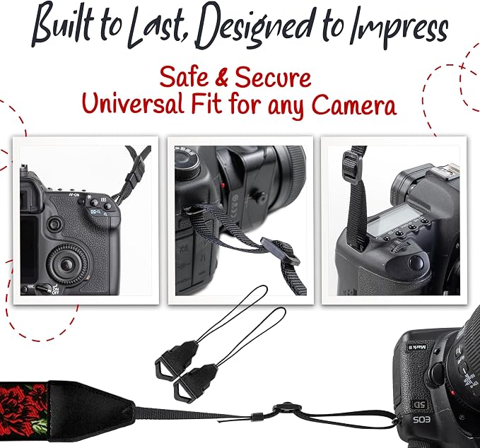 Art Tribute Camera Strap, Vintage Embroidered Neck Shoulder & Crossbody Camera - Image 7