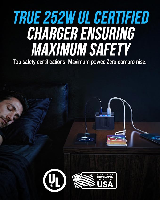 SABRENT VOLTIK Charging Station, 252W 8-Port USB C and USB A Desktop Charger - Image 5