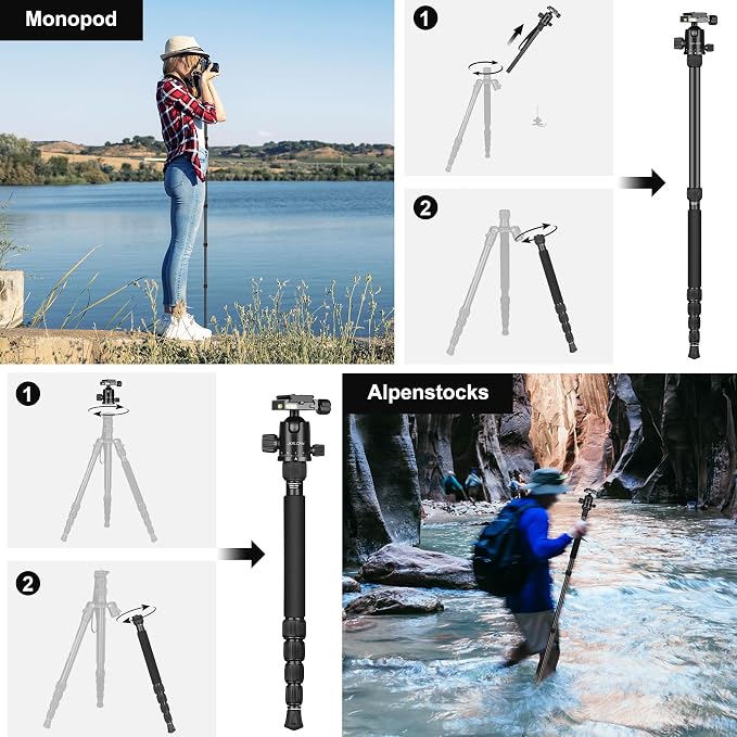 80/85 inches Heavy Duty Tripod for Camera and Phone, DSLR Binoculars Spotting - Image 5