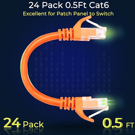 Rapink Patch Cables Cat6 0.5ft, Ethernet Patch Cable 10G Support, Cat 6 Patch - Image 2