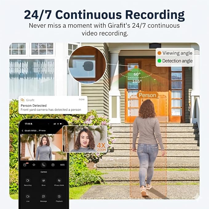 Girafit 3MP 2K Window Camera, 2.4GHz & 5GHz WiFi Indoor Cameras - Image 3