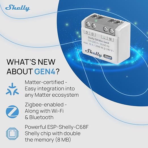 Shelly EM Mini Gen4 | Wi-Fi, Matter Smart Energy Meter, 1-Channel 16 A | Home - Image 2