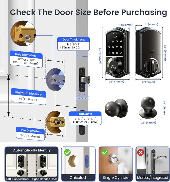 Veise VE017-K Fingerprint Smart Lock - Image 8