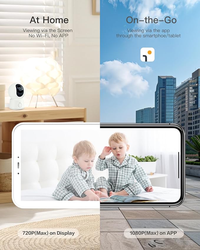 ARENTI WiFi Baby Camera Monitor, 5-inch Screen, Smartphone App, Motion Tracking - Image 2