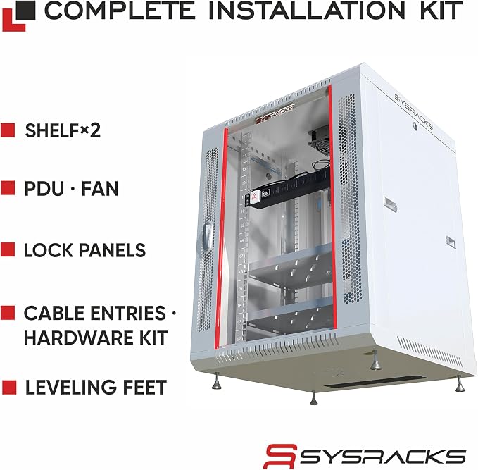 15U Wall Mount Server Rack Cabinet, 19 Inch Network and AV Enclosure, 24 Inch - Image 4