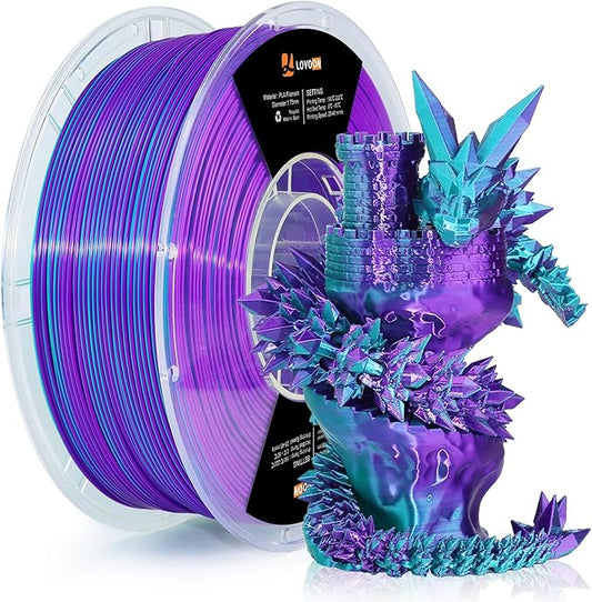 LOVOON 3D Printing Filament PLA Silk Multicolor PLA Filament 1.75mm DualColor by LOVOON