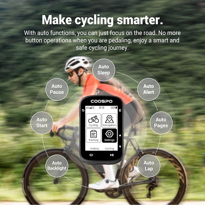 COOSPO CS500 Bike Computer Wireless, 2.6 Inch LCD GPS Cycling Computer - Image 8