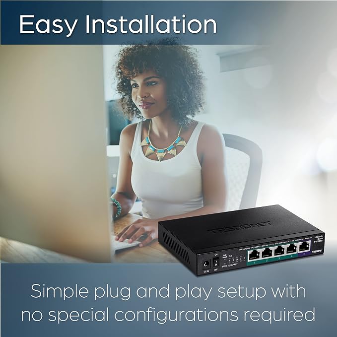 TRENDnet 5-Port Unmanaged 2.5G PoE+ Switch, Compact Desktop Design, Metal - Image 4