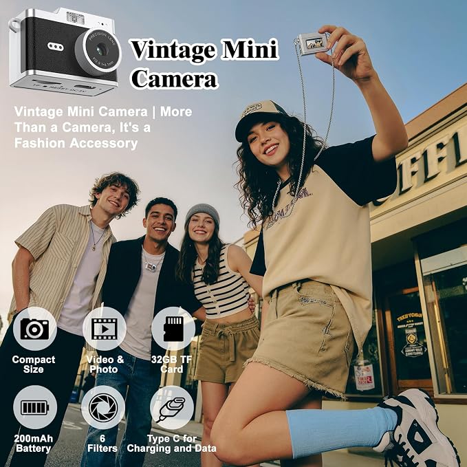 Mini Keychain Camera, Retro 1080P Pocket Camera 32GB Card Ultra-Portable Tiny - Image 2