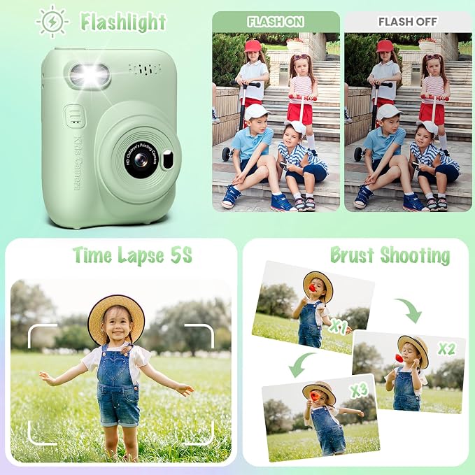 Kids Camera Instant Print, 3.0" HD 32MP 1080P Toddler Digital Camera - Image 4