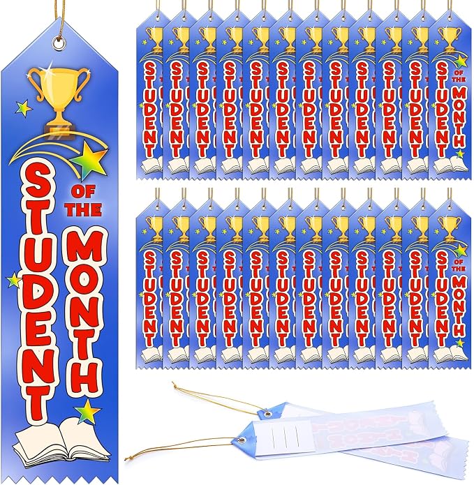 Wavwavw 100 Pcs Student of the Month Award Ribbons Bulk 8" x 2" Prizes Ribbons by Wavwavw